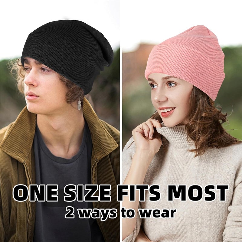 lucdnc Beanies for Men Women 2 Pack Fall Winter Men's Hats Unisex Warm Knit Skullies Beanies Soft Ski Caps - Image 3